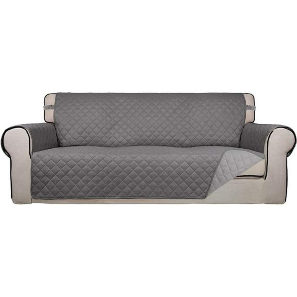 Washable Couch Cover with Non Slip Foam and Elastic Straps(Sofa, Gray/LightGray)